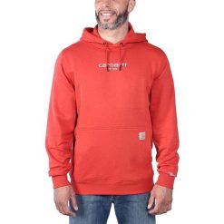 Bluza sportowa męska z kapturem Carhartt Force Lightweight Logo. Czerwone bluzy sportowe męskie Carhartt, m, bez wzorów, z kapturem. Za 335.99 zł.