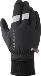 Rękawiczki kolarskie WINDSTOPPER Primaloft, czarne. Czarne rękawiczki męskie Shimano, bez wzorów, z elastanu. Za 251.25 zł.