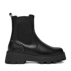 Botki DeeZee. Czarne botki damskie DeeZee, bez wzorów, bez obcasa, na płaskiej podeszwie, bez zapięcia. Za 199.99 zł.