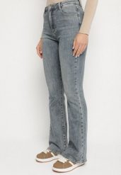 Niebieskie Jeansy o Kroju Dzwonów z Regularnym Stanem Setva. Niebieskie jeansy damskie Born2be, bez wzorów, z jeansu, eleganckie. Za 119.99 zł.