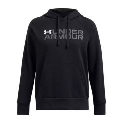 Bluza damska Under Armour Rival Fleece Wordmark Hoodie. Niebieskie bluzy damskie Under Armour, bez wzorów, bez ramiączek, bez kaptura. Za 169.99 zł.