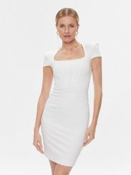 Marciano Guess Sukienka koktajlowa 4RGK67 6375Z Biały Slim Fit. Białe sukienki damskie Marciano Guess, z aplikacjami, z syntetyku, wizytowe, bez kołnierzyka, bez ramiączek. Za 599.99 zł.