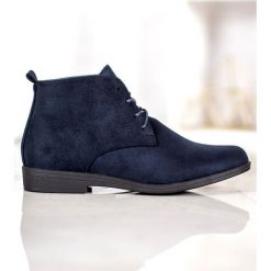 Goodin Wygodne Zamszowe Botki niebieskie. Niebieskie botki damskie GOODIN, bez wzorów, z tworzywa sztucznego, bez obcasa, bez zapięcia. Za 89.00 zł.