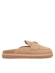 Tommy Hilfiger Klapki Suede Closed Toe Mule FW0FW08583 Beżowy. Brązowe klapki damskie Tommy Hilfiger, bez wzorów, ze skóry, bez obcasa, bez zapięcia. Za 529.99 zł.