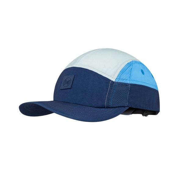 Czapka z daszkiem BUFF 5 PANEL GO CAP DOMUS DOMUS DARK DENIM. Niebieskie czapki damskie Buff, bez wzorów, z denimu, eleganckie. Za 169.90 zł.