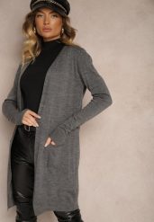 Ciemnoszary Kardigan Bez Zapięć o Prostym Kroju ze Wsuwanymi Kieszonkami Torinia. Szare kardigany damskie Renee, m, bez wzorów, z jeansu, biznesowe, bez kołnierzyka. Za 84.99 zł.