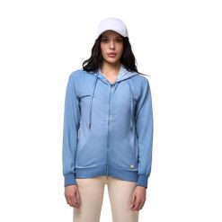 Bluza z kaptur na co dzień na siłownię. Niebieskie bluzy damskie LEONE 1947 APPAREL, bez wzorów, sportowe, bez ramiączek, bez kaptura. W wyprzedaży za 191.56 zł.