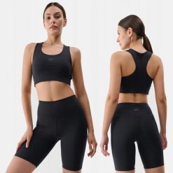 SPODENKI DAMSKIE 4F TRENINGOWE LEGGINSY KRÓTKIE KOLARKI KRÓTKIE CZARNE. Czarne legginsy damskie 4F, bez wzorów, z materiału. Za 99.99 zł.