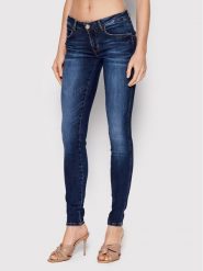 Guess Jeansy W2YAJ2 D4Q03 Niebieski Skinny Fit. Niebieskie jeansy damskie Guess, z aplikacjami, z bawełny. Za 299.99 zł.