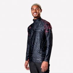 Bluza piłkarska Kipsta Viralto Wave na krótki suwak. Czerwone bluzy męskie KIPSTA, l, bez wzorów, z elastanu, sportowe, bez ramiączek, bez kaptura. Za 99.99 zł.