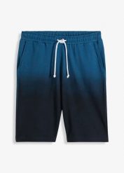 Bermudy dresowe w cieniowanym kolorze. Niebieskie spodnie sportowe męskie bonprix, m, bez wzorów, z dresówki. Za 79.99 zł.
