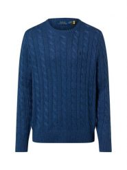 Polo Ralph Lauren Męski sweter z dzianiny Mężczyźni Bawełna niebieski jednolity, XXL. Niebieskie swetry męskie Polo Ralph Lauren, m, bez wzorów, z bawełny, eleganckie, bez kołnierzyka, bez ramiączek. Za 949.95 zł.