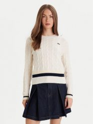 Lacoste Sweter AF4159 Écru Regular Fit. Swetry nierozpinane damskie Lacoste, bez wzorów, z wełny, bez kołnierzyka, bez ramiączek. Za 819.99 zł.
