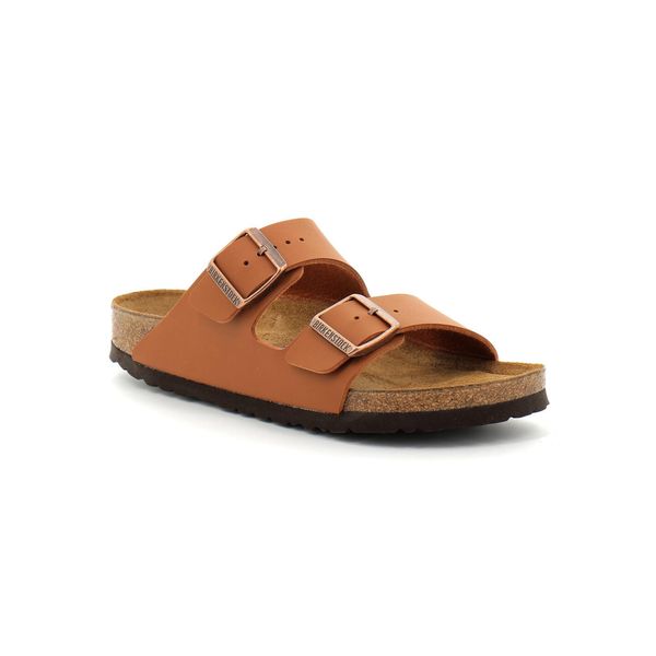 Klapki damskie Birkenstock Arizona. Brązowe klapki damskie Birkenstock, na lato, bez wzorów, z materiału, bez obcasa, bez zapięcia. Za 577.00 zł.