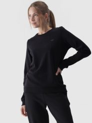 4F Bluza dresowa nierozpinana bez kaptura damska - czarna L. Czarne bluzy damskie 4F, l, bez wzorów, z bawełny, klasyczne, bez ramiączek, bez kaptura. W wyprzedaży za 99.99 zł.
