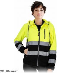 Reis - Bluza ochronna damska stójka zapięcie zamek błyskawiczny 3 kieszenie pasy odblaskowe 290 g/m2 żółto-czarny L. Brązowe bluzy damskie Reis, l, bez wzorów, bez ramiączek, bez kaptura. Za 77.22 zł.