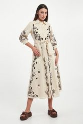 Sukienka lniana Banda MARELLA. Sukienki damskie Marella, bez wzorów, bez kołnierzyka, bez ramiączek. Za 1,559.00 zł.