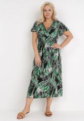 Zielona Sukienka Anastythia. Zielone sukienki damskie Born2be, na lato, l, bez wzorów, bez kołnierzyka, bez ramiączek, maxi, kopertowe. Za 39.99 zł.