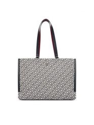 Tommy Hilfiger Torebka Th Jacquard Tote AW0AW19009 Niebieski. Niebieskie shopperki damskie Tommy Hilfiger, bez wzorów, z materiału, bez dodatków. Za 699.99 zł.