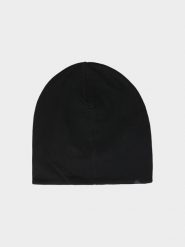 4F Czapka beanie uniseks - czarna Uniwersalny. Czarne czapki męskie 4F, na wiosnę, bez wzorów, z bawełny. W wyprzedaży za 29.99 zł.