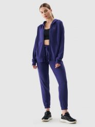4F Spodnie dresowe joggery damskie - granatowe XXL. Niebieskie spodnie dresowe damskie 4F, bez wzorów, z bawełny, sportowe. Za 129.99 zł.