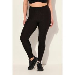 Damskie Legginsy sportowe z fakturą wysoka stan szeroki elastyczny pas. Czarne legginsy damskie Ulla Popken, plus size, bez wzorów, z elastanu, z podwyższonym stanem. Za 244.99 zł.