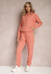 Pomarańczowy 2-częściowy Komplet Dresowy z Bluzą i Spodniami Orifira. Brązowe bluzy damskie Renee, l, bez wzorów, z bawełny, sportowe, bez ramiączek, z kapturem. Za 89.99 zł.