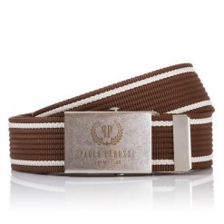 Pasek parciany PAOLO PERUZZI PW-01-105 CM brązowy. Brązowe paski męskie Paolo Peruzzi, z materiału. Za 34.99 zł.