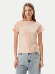 Guess T-Shirt V5GI03 I3Z14 Pomarańczowy Regular Fit. Brązowe t-shirty damskie Guess, xs, z aplikacjami, z bawełny, bez kołnierzyka, bez ramiączek. Za 99.99 zł.