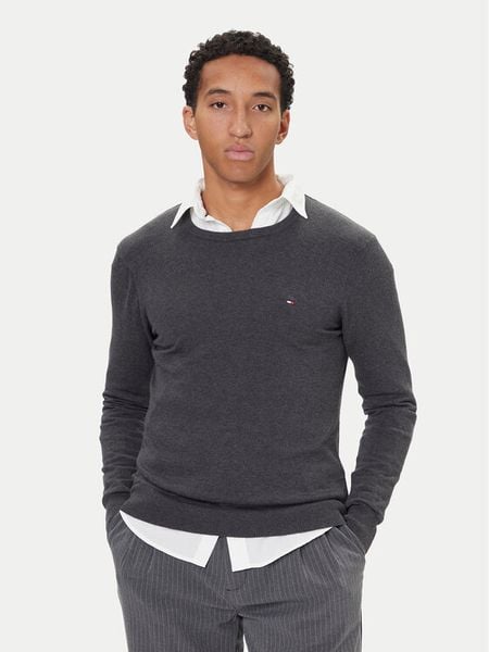 Tommy Hilfiger Sweter Essential Ssnl MW0MW39999 Szary Regular Fit. Szare swetry męskie Tommy Hilfiger, l, bez wzorów, z bawełny, bez kołnierzyka, bez ramiączek. Za 289.99 zł.