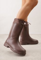 Brązowe Kalosze ze Stoperem na Cholewce Eunosa. Brązowe kalosze damskie Born2be, bez wzorów, z jeansu, bez zapięcia. Za 79.99 zł.