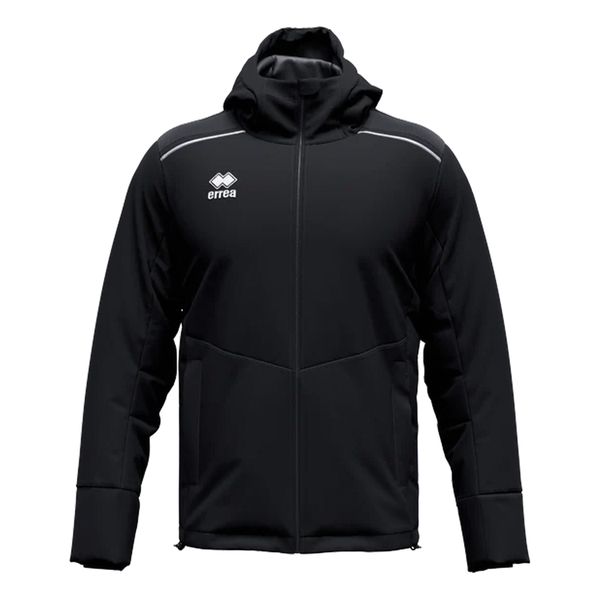 Kurtka Errea Giacca Babylon Ad Dorośli. Czarne kurtki sportowe męskie ERREA, l, z aplikacjami, z materiału, z kapturem, do biegania. Za 347.99 zł.