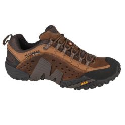 Buty trekkingowe męskie Merrell Intercept. Brązowe trekkingi męskie Merrell, z materiału, bez zapięcia. Za 599.99 zł.