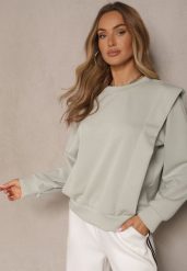 Jasnozielona Bluza z Wiskozą z Szerokimi Ramionami Alioris. Zielone bluzy damskie Renee, bez wzorów, z jeansu, casualowe, bez ramiączek, bez kaptura. Za 69.99 zł.
