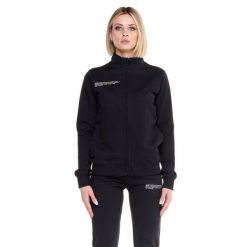 Bluza z bawełna z zamek błyskawiczny na co dzień. Czarne bluzy damskie LEONE 1947 APPAREL, xs, bez wzorów, z bawełny, sportowe, bez ramiączek, bez kaptura. W wyprzedaży za 267.34 zł.