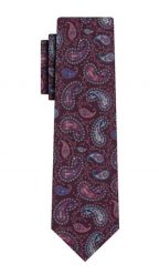 Krawat Męski, Bordowy, Elegancki, Wzór Paisley, Łezki, 100% Bawełna, 7cm -EM Men's Accessories. Czerwone krawaty i muchy Em men's accessories, bez wzorów, z bawełny, eleganckie. Za 79.99 zł.