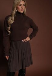Brązowa Spódnica z Kaszmirem o Rozkloszowanym Kroju High Waist Acrea. Brązowe spódnice damskie Renee, na co dzień, bez wzorów, z kaszmiru, eleganckie, z podwyższonym stanem, mini, dopasowane. Za 99.99 zł.