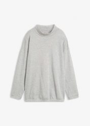 Bluza z rękawami nietoperzowymi, z mieszanki bawełny organicznej. Szare bluzy damskie bonprix, bez wzorów, z bawełny, bez ramiączek, bez kaptura. Za 129.99 zł.