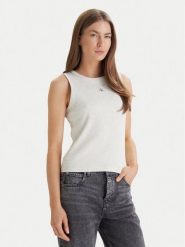 Calvin Klein Jeans Top LV047C201G Beżowy Slim Fit. Brązowe topy damskie Calvin Klein Jeans, xs, bez wzorów, z bawełny, bez kołnierzyka, bez ramiączek. Za 129.99 zł.