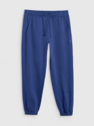 4F Spodnie dresowe joggery męskie - granatowe L. Niebieskie spodnie materiałowe męskie 4F, bez wzorów, z bawełny. Za 149.99 zł.