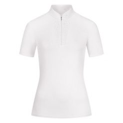 Damska koszulka polo na zawody ELT Paola. Białe bluzki damskie ELT, bez wzorów, eleganckie, bez kołnierzyka, bez ramiączek. Za 257.00 zł.