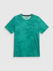 4F Koszulka treningowa regular szybkoschnąca męska - zielona XXL. Zielone t-shirty męskie 4F, m, bez wzorów, z materiału, bez kołnierzyka, bez ramiączek. Za 139.99 zł.