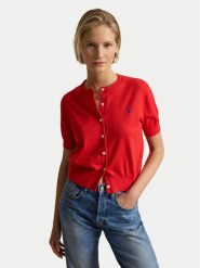 Polo Ralph Lauren Kardigan 211A12718002 Czerwony Regular Fit. Czerwone kardigany damskie Polo Ralph Lauren, xl, bez wzorów, z bawełny, bez kołnierzyka. Za 769.99 zł.