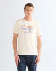 MESKA KOSZULKA WRANGLER AMERICANA TEE WORN WHITE 112387010. Białe t-shirty męskie Wrangler, m, bez wzorów, bez kołnierzyka, bez ramiączek. Za 129.99 zł.