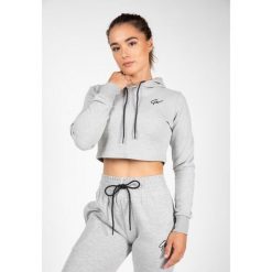 Pixley Crop Top Bluza z kapturem - Szary. Szare bluzy damskie GORILLA WEAR, s, bez wzorów, sportowe, bez ramiączek, z kapturem. Za 161.00 zł.