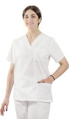 Visent BLUZA MEDYCZNA DAMSKA BLUZA LEKARSKA biały XXXL. Białe bluzy damskie Visent, bez wzorów, bez ramiączek, bez kaptura. Za 59.99 zł.
