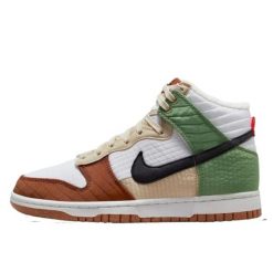 Buty do chodzenia dla dorosłych Nike Dunk High Next Nature Summit White. Zielone obuwie sportowe damskie Nike, bez wzorów, bez zapięcia, trekkingowe. W wyprzedaży za 741.60 zł.