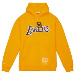 Sweatshirt z kapturem Los Angeles Lakers Ozuna. Żółte bluzy męskie Mitchell & Ness, bez wzorów, z kapturem, do koszykówki. Za 437.50 zł.