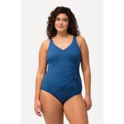 Damski Strój kąpielowy w kopertowym stylu brokat miękkie miseczki. Niebieskie stroje kąpielowe damskie Ulla Popken, plus size, bez wzorów, z elastanu. Za 294.99 zł.