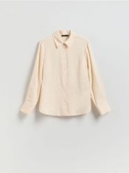 Koszula z modalem - złamana biel. Koszule damskie Reserved, l, bez wzorów, z tkaniny, bez kołnierzyka, bez ramiączek. Za 119.99 zł.